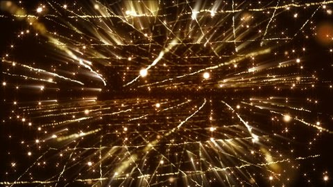 4K Abstract motion background animation shining particles stars sparks and magic dust forming in space twisted lines and strings pattern with light rays and projections seamless loop
