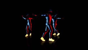 Male dance group performs in futuristic metallic neon costumes, 3D Rendering Animation. - Powered by Shutterstock - Get 15% off with code: PIKWIZARD15