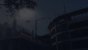 Digital composite of Caucasian woman looking through binoculars, Caucasian male architects with helmets holding blueprints and Caucasian male architects in suits discussing project against - Powered by Shutterstock - Get 15% off with code: PIKWIZARD15