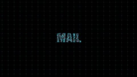 Mail, digital animated text with binary code, single number system