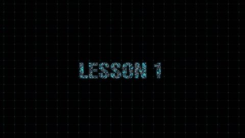 Lesson 1, information technology, digital animated text with binary code, single computing system, computer computing