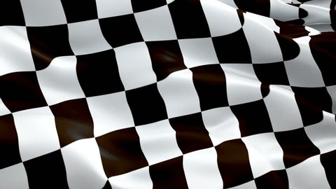 Checkered flag video waving in wind. Isolated Waving Checkered Flag. Chequered Flag Looping Closeup 1080p Full HD 1920X1080 footage. Checkered Black white Start Finish Win Race flags footage video
