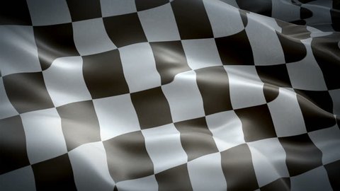 Racing Flag Start Race waving in wind video footage Full HD. Realistic Finish Line Racing background. HD Checkered Flag Looping Closeup 1080p Full HD 1920X1080.Chess Formula Black white Win Flag
