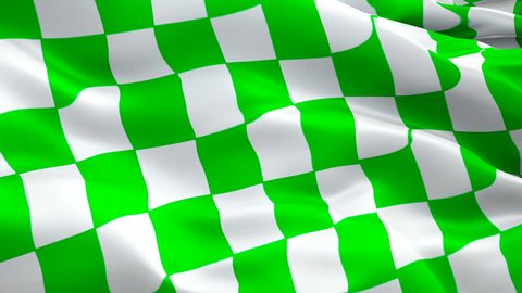 NASCAR green and white checkered flag for stages video waving in wind. Realistic NASCAR Flag background. Start Race Checkered Flag Looping Closeup 1080p HD 1920X1080 footage.Checkered Green white. USA Jan 2019
