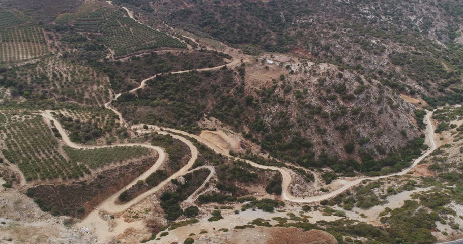 aerial view snake road in mountains