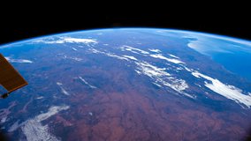 Planet Earth seen from the International Space Station with vast ocean and continent on the earth, Time Lapse 