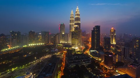 time lapse kuala lumpur skyline night Stock Footage Video (100% Royalty ...