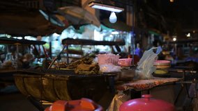 Bangkok / Thailand - March 21 2019: High quality 4K video footage of Bangkok's famous Khlong Toei fresh food market.