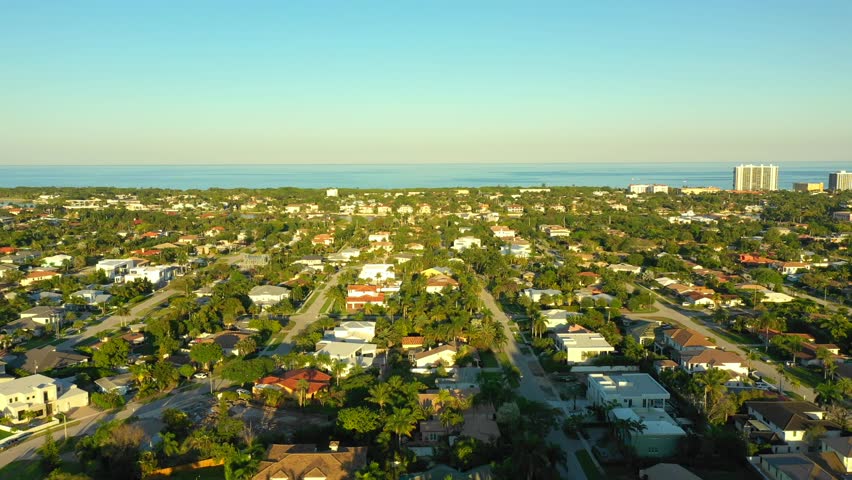 Aerial video residential neighborhoods in Boca Raton Florida