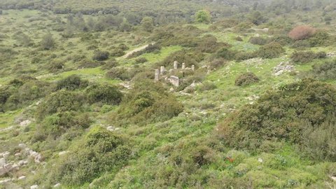 Horvat Sumak (Sumaqa). A Roman and Byzantine Jewish village on Mount Carmel, Israel. The ruins of an ancient temple.