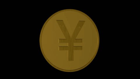 Rotating metallic coin with yen / yuan currency symbol