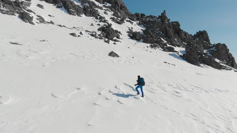 aerial view two male hikers walking Stock Footage Video (100% Royalty