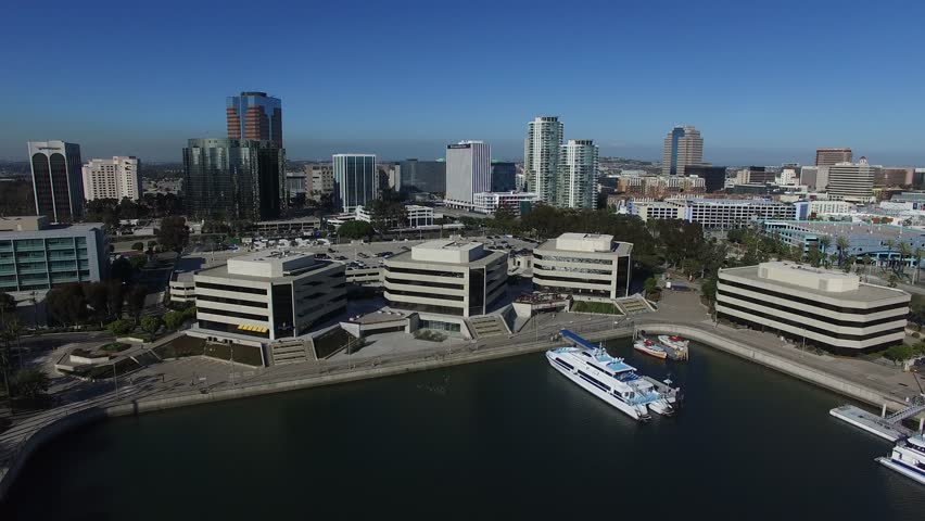 Aerial of Long Beach Downtown Skyline View California 01.MOV