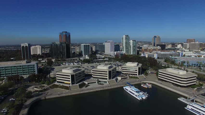 Aerial of Long Beach California Downtown Skyline View 01.MOV