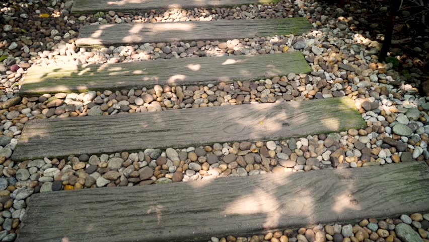 Old wooden walkway in the garden