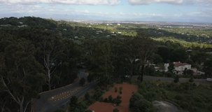 4K summer day aerial video of Cecilia Forest near Cape Town Constantia suburb. The forest is known for nature hiking trails and beautiful eucalyptus trees in Cape Peninsula, Western Cape, South Africa