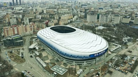 MOSCOW, RUSSIA - MARCH 23, 2019. Aerial view of the VTB Arena, former Dynamo Stadium