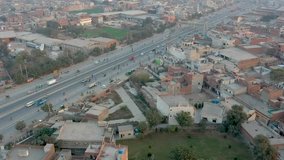 Drone Aerial Footage of Lahore Pakistan Traffic