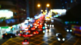 Dailylife video Bokeh light from traffic in the night Traffic congestion in big cities after work time There are plenty of cars in the city so hurry to go to the destination in transportation concept