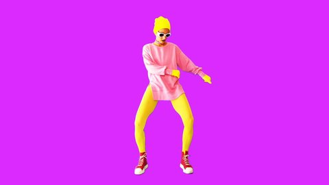 Gif animation art. Sport colorful look Girl dancing