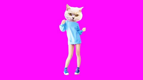Gif animation art. Happy funny Cat Sport Positive vibes