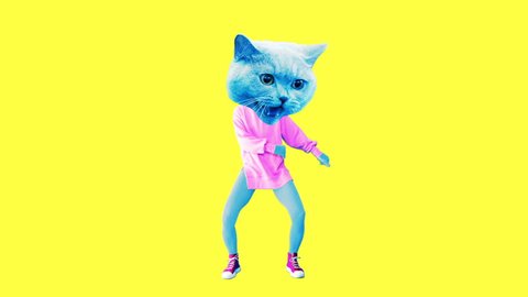 Gif animation art. Funny dancing Cat