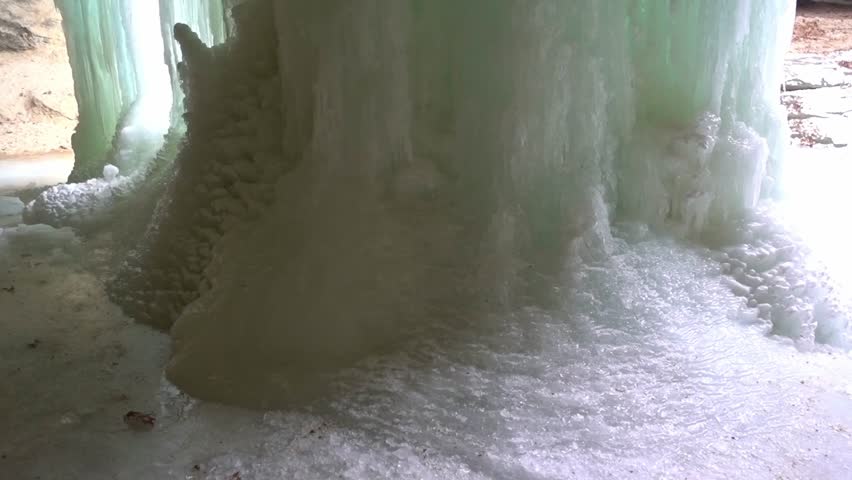 A view of the frozen waterfall at Lasalle Canyon at Starved Rock State Park in Illinois