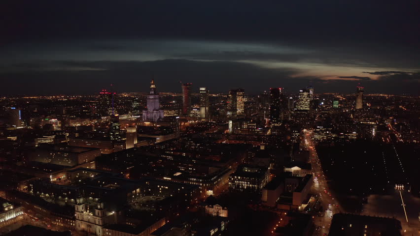 Night Skyline and Cityscape of Warsaw image - Free stock photo - Public ...