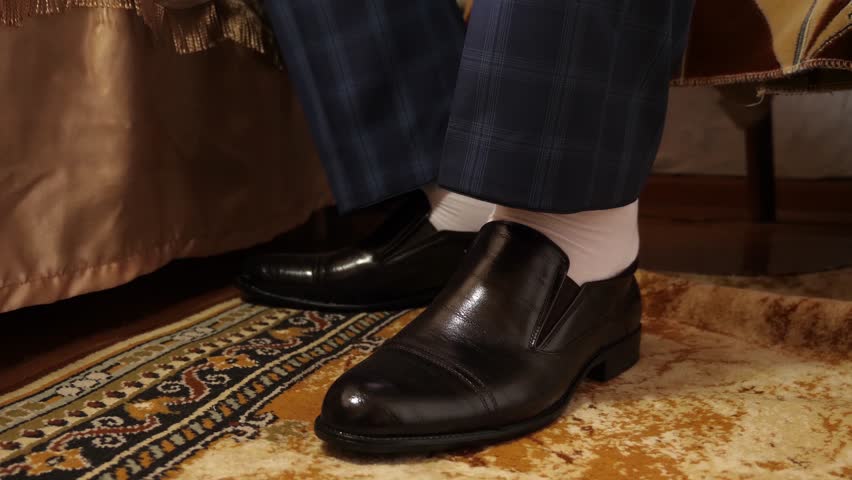 white socks and dress shoes