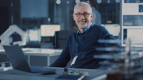 Professional Electronics Design Engineer Wearing Glasses Stock Footage