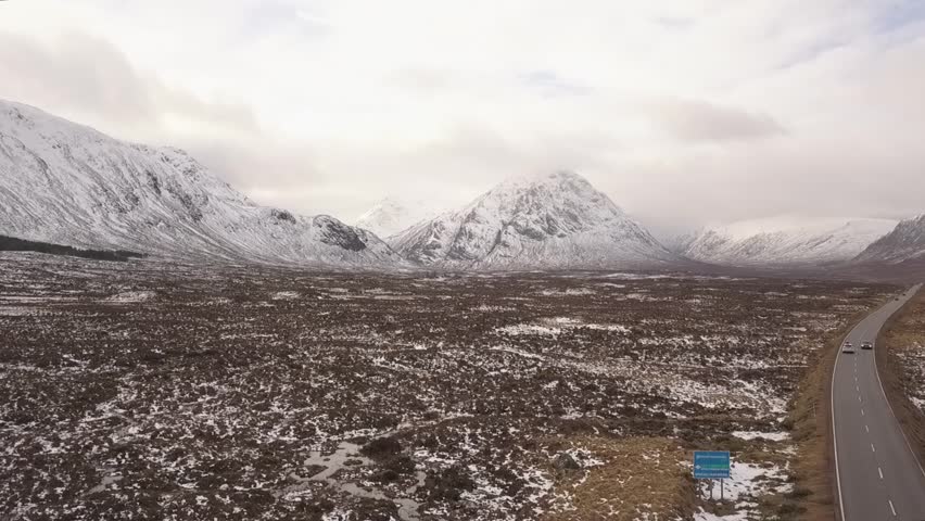 Aerial Shot near Glencoe Mountain, Scotland