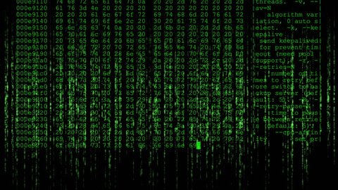 Matrix style background effect with a crypto miner hex dump overlay - Green.