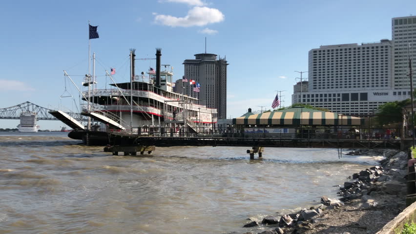 View of Steamboat Natchez on the Mississippi River in New Orleans