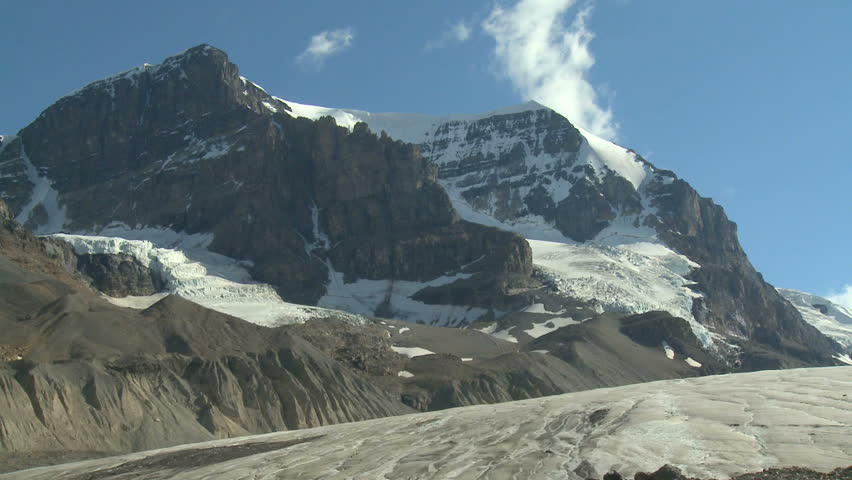 Mount Andromeda and melting Athabasca Glacier in the Columbia Icefields, Rocky