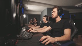 Professional Gamers participating in online cyber games tournament.