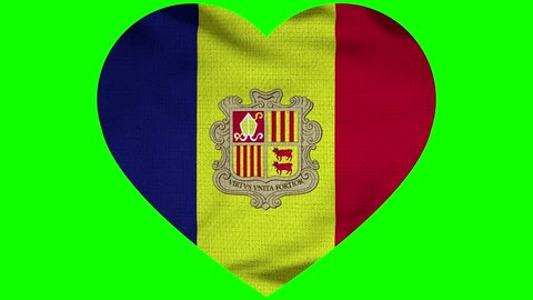 Andorra Heart Flag Loop Realistic 3d Stock Footage Video (100% Royalty