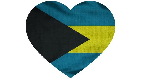 Bahamas Heart Flag Loop - Realistic 3D Illustration 4K - 60 fps flag of the Bahamas - waving in the wind. Seamless loop with highly detailed fabric texture. Loop ready in 4k resolution
