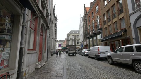 Belgium, Bruges - October, 2016: Philipstockstraat street, Bruges
