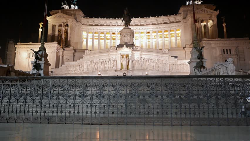 Glitch effect. Vittorio Emanuele II (Vittoriano). Night. Rome, Italy