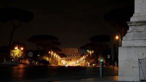 Glitch effect. Via dei Fori Imperiale view of the Coliseum. Rome, Italy