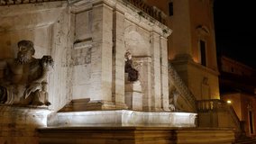 Glitch effect. Fontana della Dea Roma. Night. Capitol Hill. Rome, Italy
