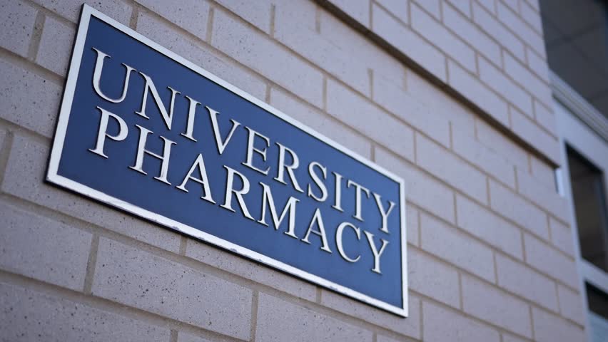 University Pharmacy sign on building