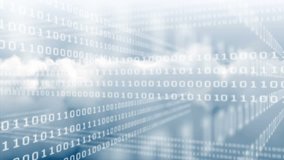 Digital animation of spinning money globe against binary codes on cloudy sky background - Powered by Shutterstock - Get 15% off with code: PIKWIZARD15