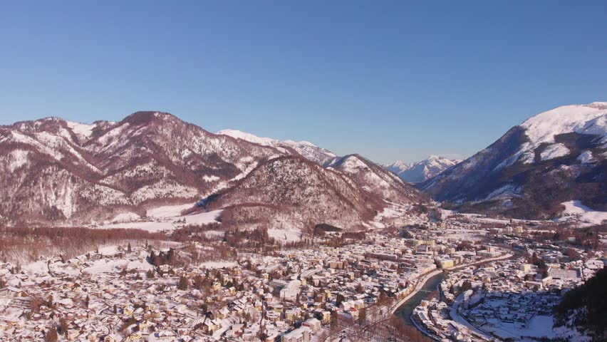 Aerial view Beautiful over Bad Ischl located in Salzkammergut Austria