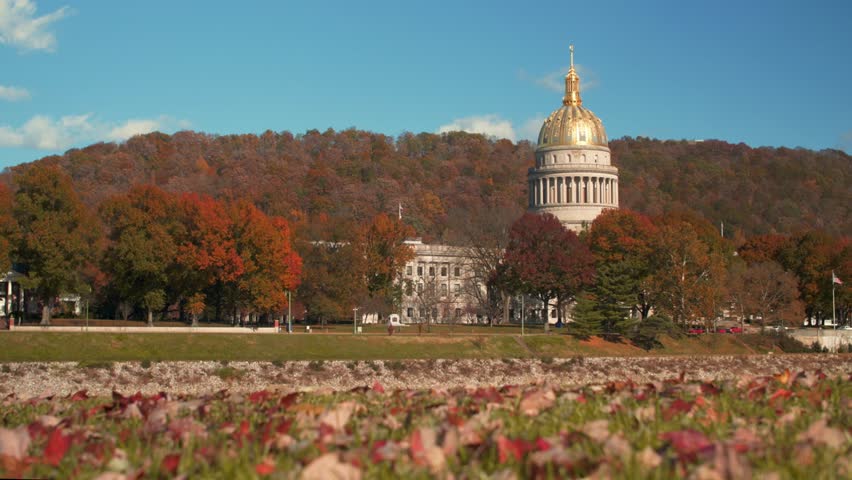 West Virginia State Capitol building in the fall