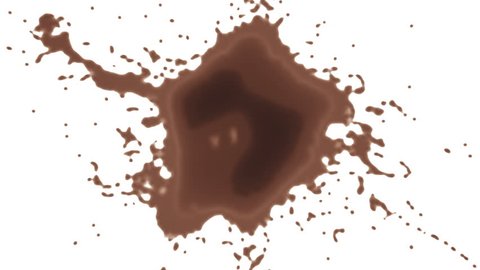cocoa chocolate splashes fall from above. alpha matte