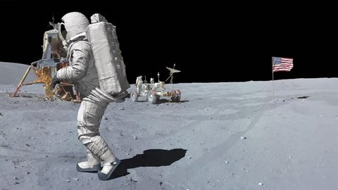 Moonwalk dancing of Astronaut on the moon.