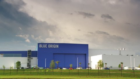 KENNEDY SPACE CENTER, FL - circa April 2019. Rocket company Blue Origin, owned by Jeff Bezos, has opened a massive manufacturing facility in Florida to build and launch the New Glenn space rocket.