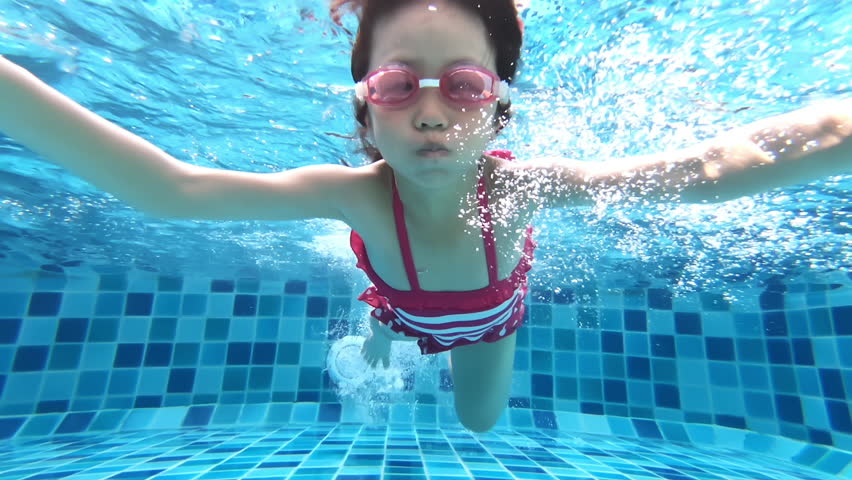 cute girl swim