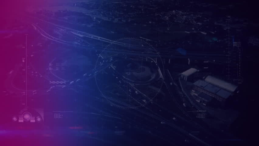 Digital composition of a dark screen with data charts targeting an animated cityscape - Powered by Shutterstock - Get 15% off with code: PIKWIZARD15